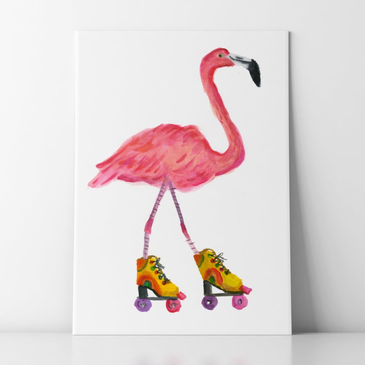 Flamingo in Yellow Skates
