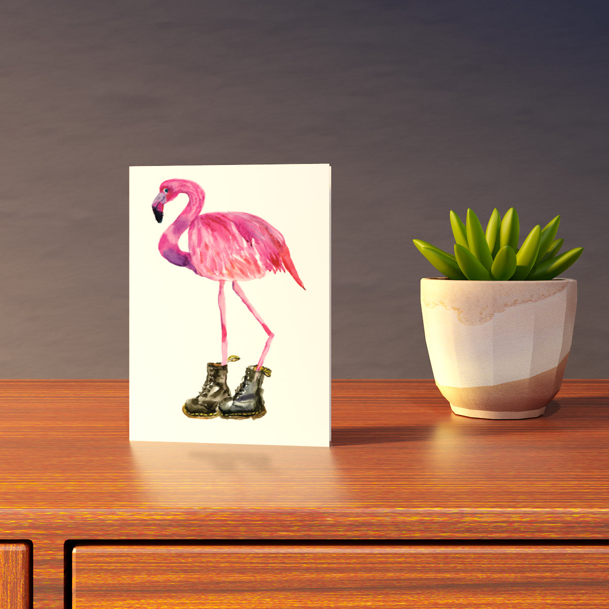 Flamingo in Black Boots