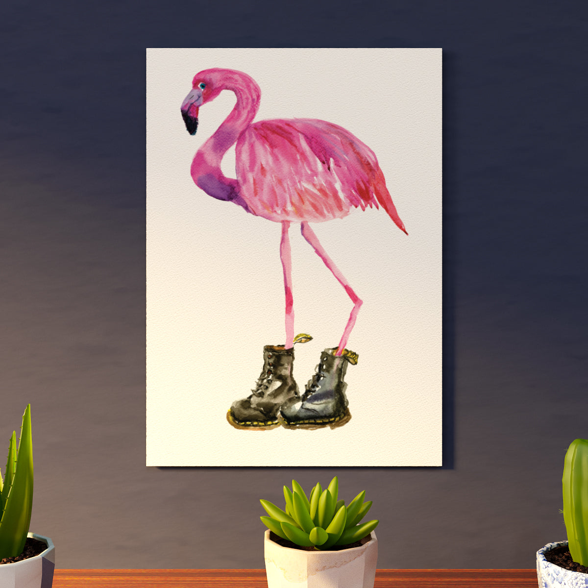 Flamingo in Black Boots