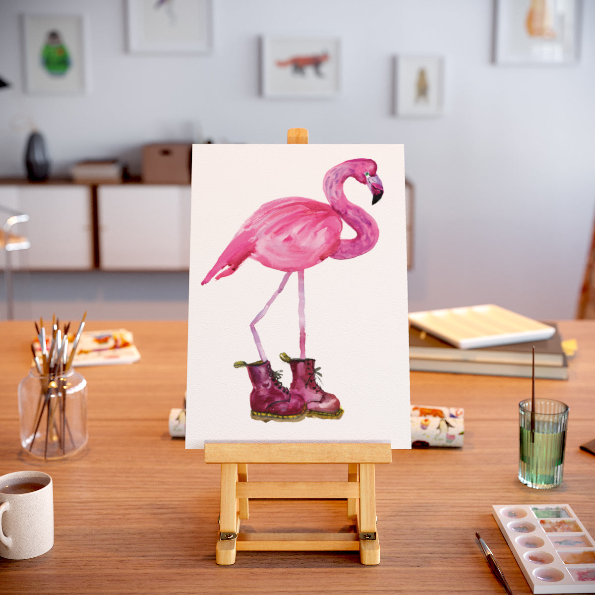 Flamingo in Red Boots