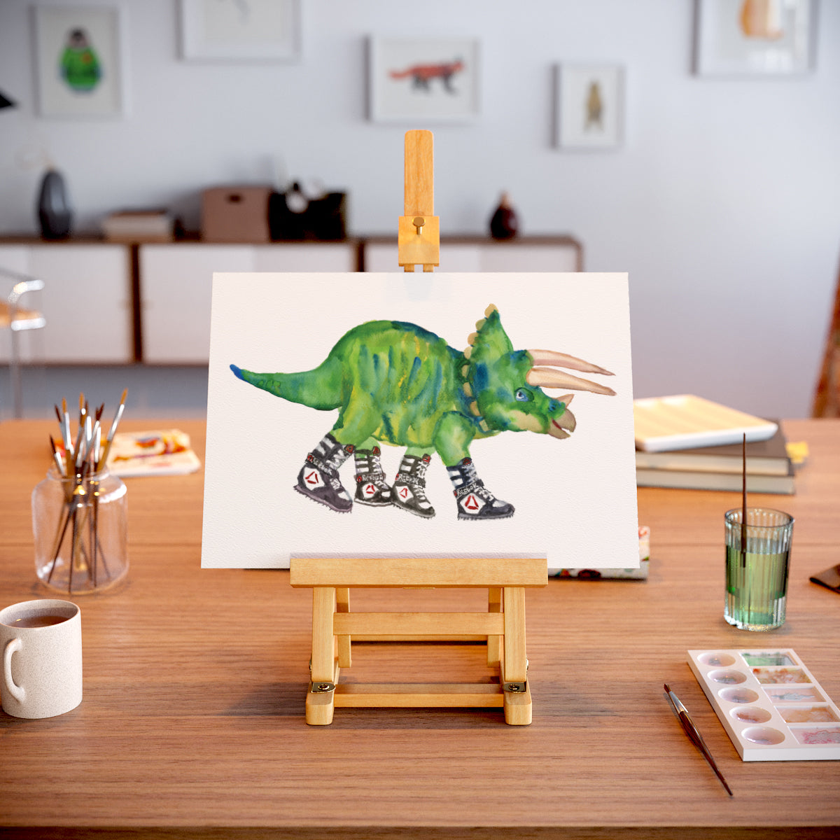 Triceratops In High tops Giclee print